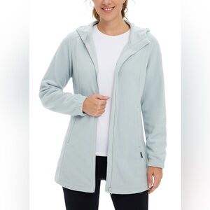 Baleaf. Long Full-Zip Polar Fleece Jacket. Gray. Size Medium.